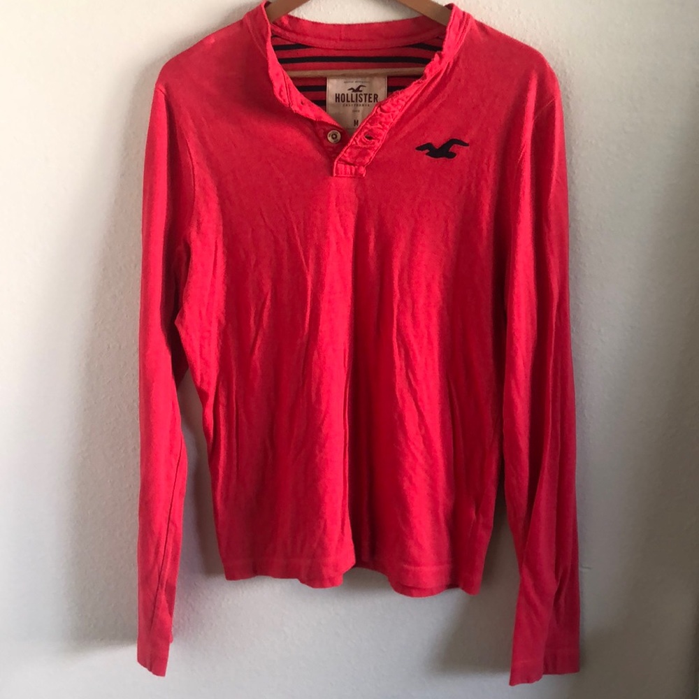 Red long sleeve mens Hollister shirt